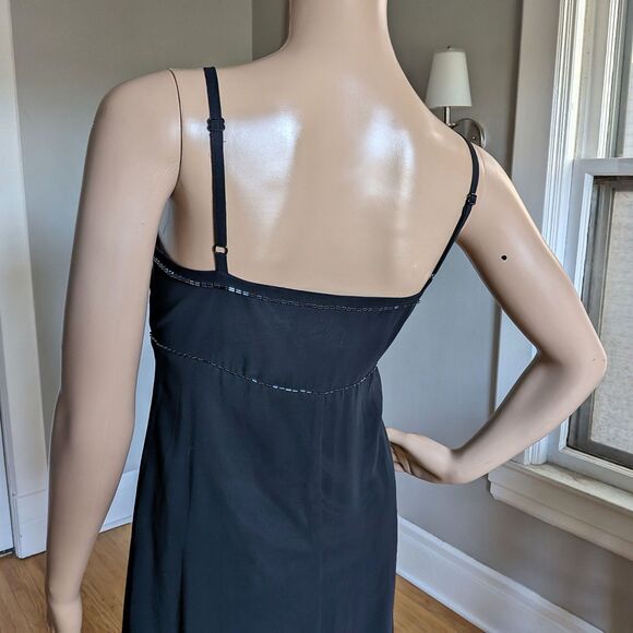 Vintage Y2K Express Black Midi Dress Beaded Evening Whimsigoth Size 9/10 - Picture 6 of 11